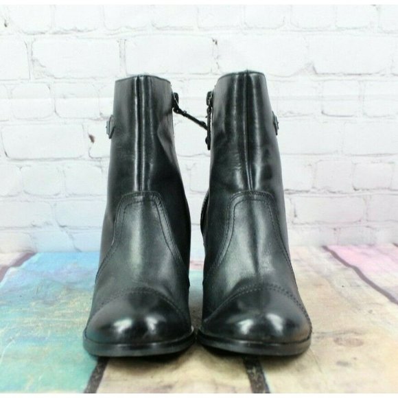 Sebago Ashton Black Leather Zip Up Block Heel Ankle Boots Shoes 6 M - Picture 4 of 9